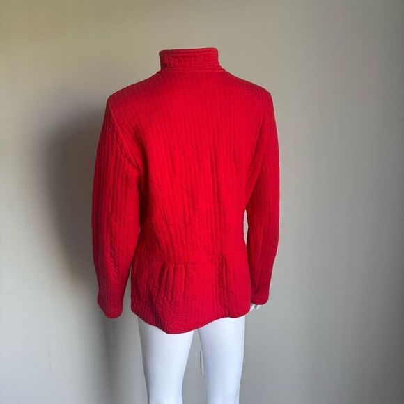 Coldwater Creek Red Quilted Lightweight Cotton Peplum Blazer - Picture 5 of 8